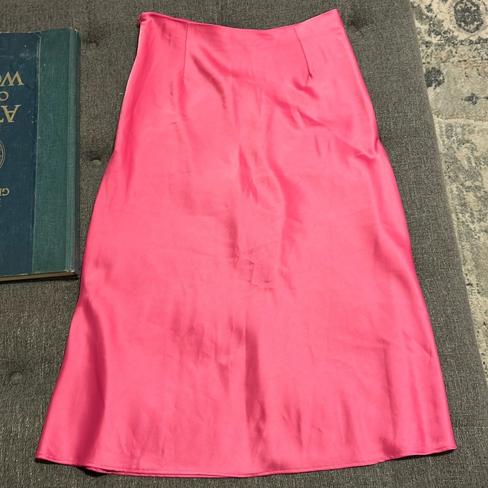 Women's Pink Satin A-Line Skirt
